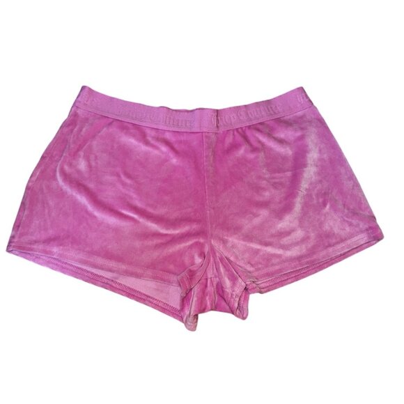 JUICY COUTURE Pink Velour Sleep Booty Shorts With Rhinestone Logo Large Y2K Cute - Picture 2 of 8